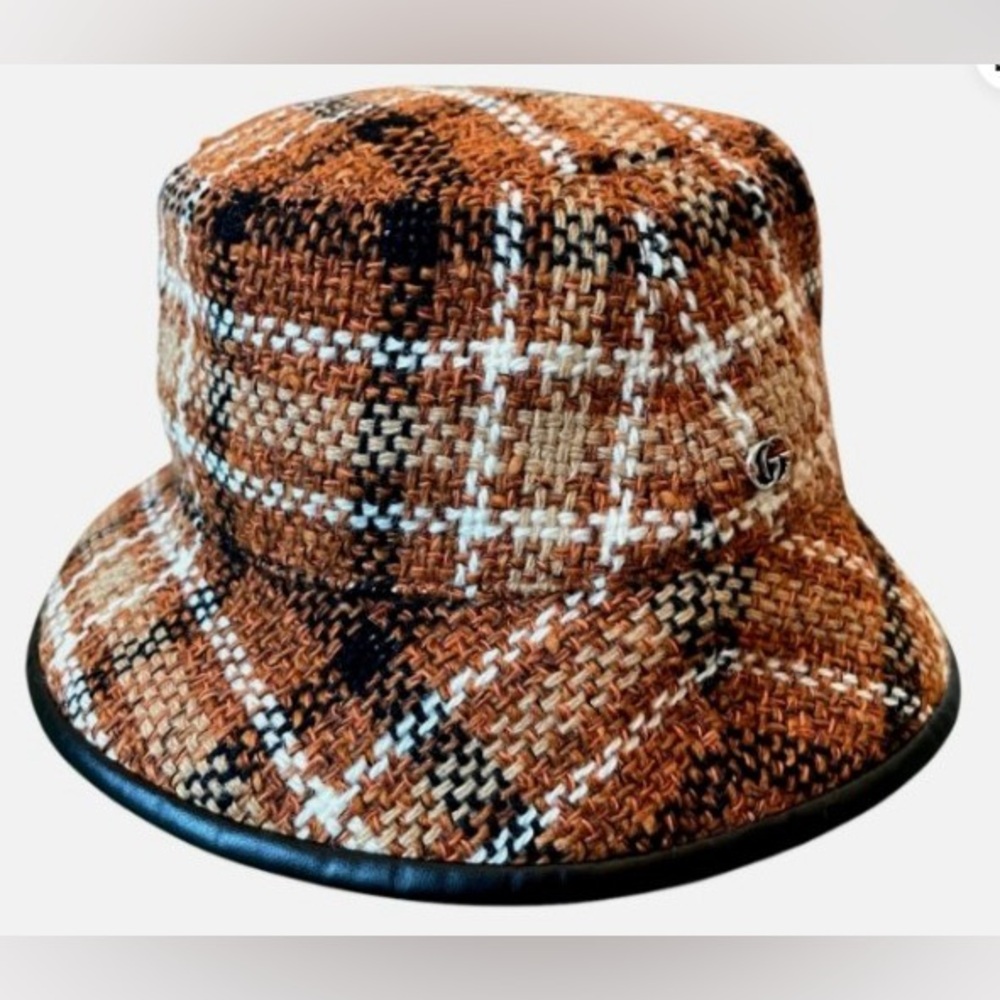 Authentic Gucci Tweed and Leather Bucket Hat